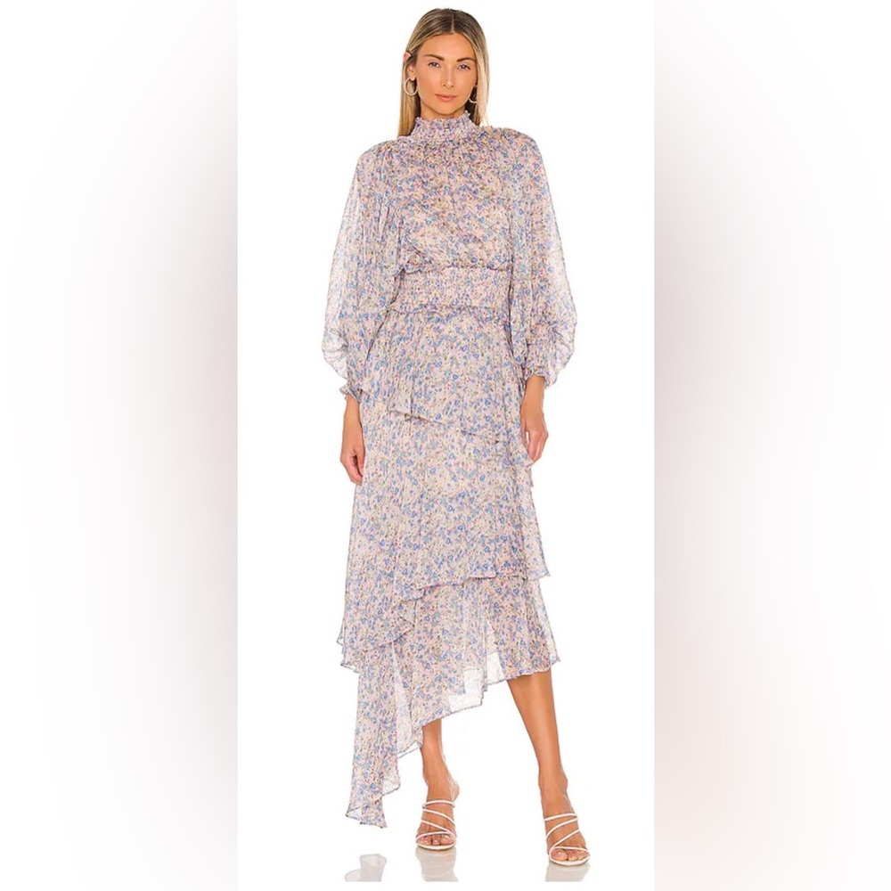 Eliatt Floral Ruffle Maxi Dress in Periwinkle Size Extra Small